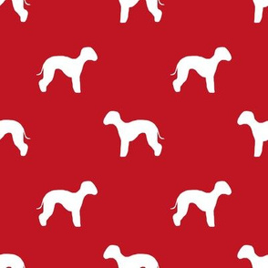 bedlington terrier  silhouette dog fabric red