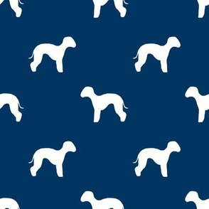 bedlington terrier  silhouette dog fabric navy