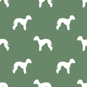 bedlington terrier  silhouette dog fabric green