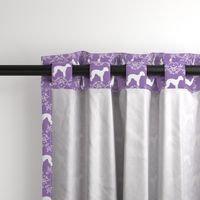 bedlington terrier floral silhouette dog fabric purple