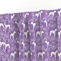 bedlington terrier floral silhouette dog fabric purple