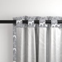 bedlington terrier floral silhouette dog fabric grey