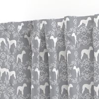 bedlington terrier floral silhouette dog fabric grey