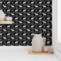 bedlington terrier floral silhouette dog fabric black