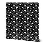 bedlington terrier floral silhouette dog fabric black