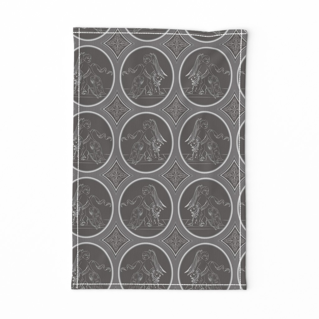 Grisaille Charcoal Grey Neo-Classical Ovals