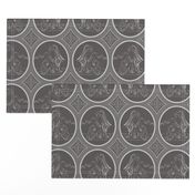 Grisaille Charcoal Grey Neo-Classical Ovals