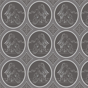 Grisaille Charcoal Grey Neo-Classical Ovals