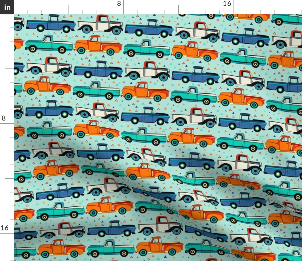 Summer Vintage Trucks With Triangles - Small