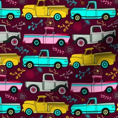 Floral Vintage Trucks- Small