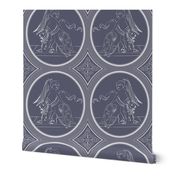 Grisaille Blue Grey Neo-Classical Ovals