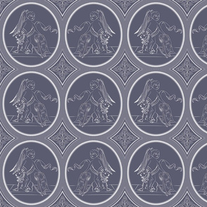 Grisaille Blue Grey Neo-Classical Ovals