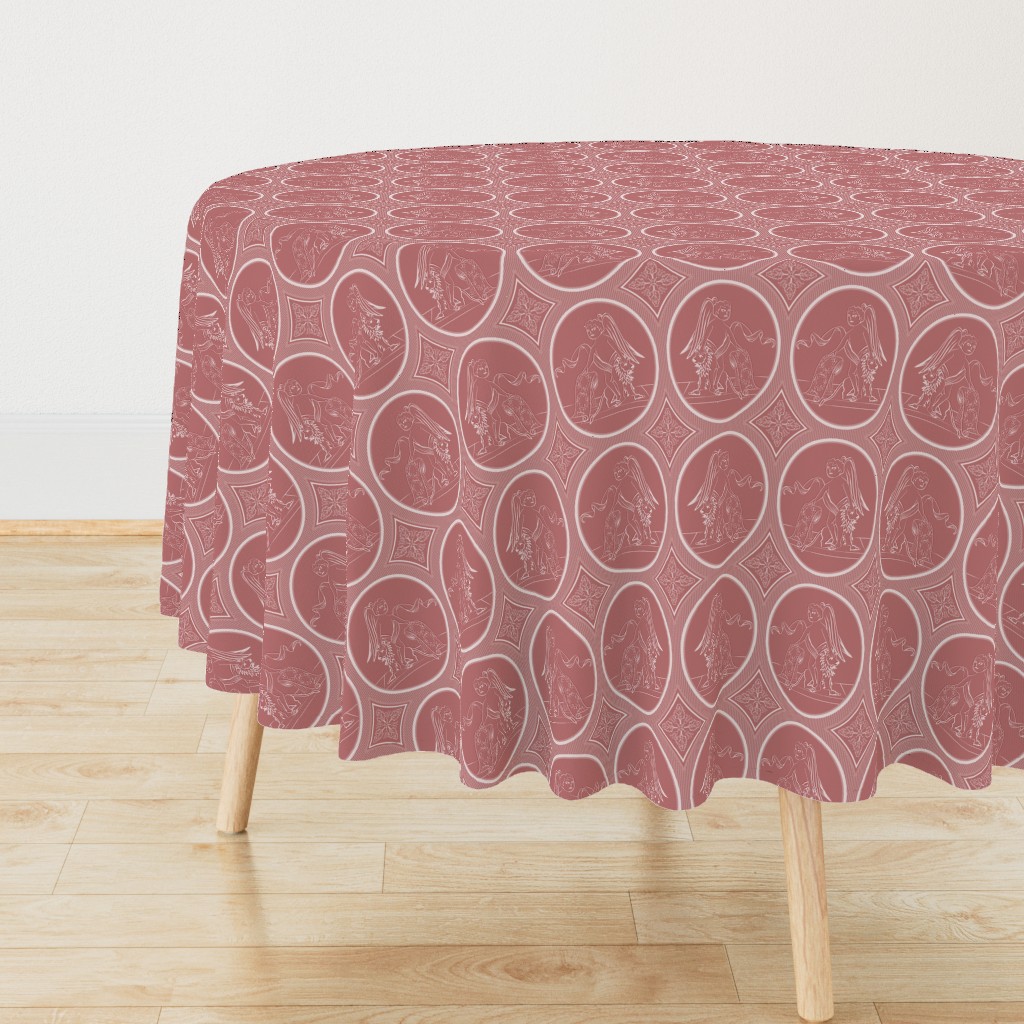 Grisaille Rose Red Neo-Classical Ovals