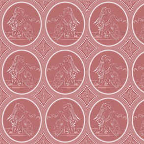 Grisaille Rose Red Neo-Classical Ovals