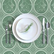 Grisaille Fern Green Neo-Classical Ovals