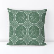 Grisaille Fern Green Neo-Classical Ovals