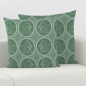 Grisaille Fern Green Neo-Classical Ovals