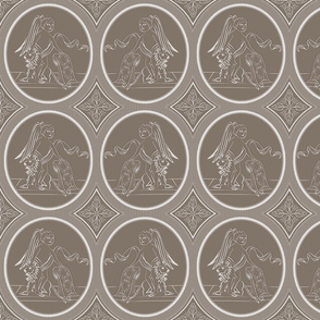 Grisaille Chestnut Brown Neo-Classical Ovals