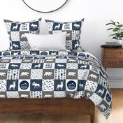 love you to the mountains and back - navy and grey - adventure patchwork