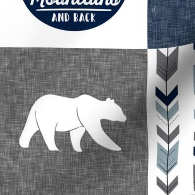 love you to the mountains and back - navy and grey - adventure patchwork