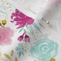 Sm/Med Scale Grace Watercolor Floral with Gold Speckles