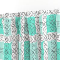 Mint Jade Green Grid with Scroll Fl 