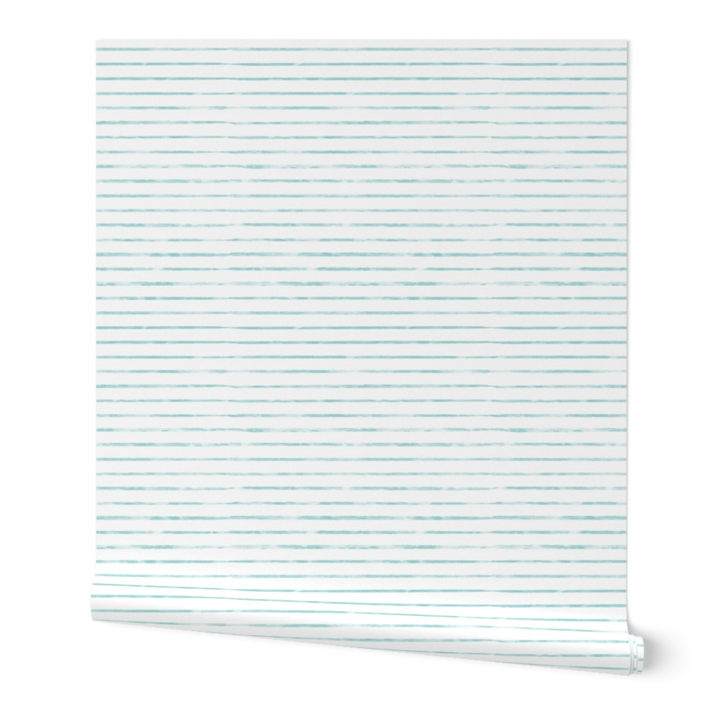Small Aqua / Teal Blue Watercolor Stripe