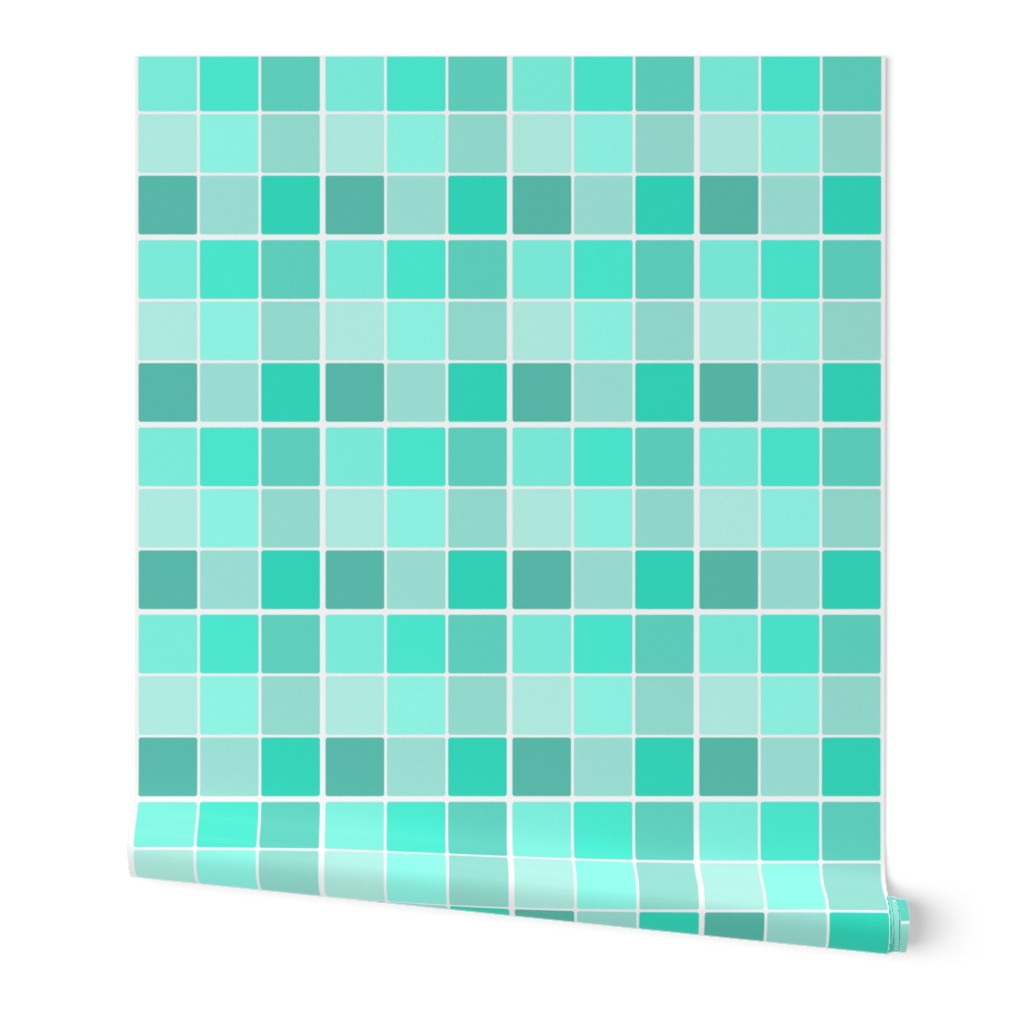 Mint Jade Green Grid of Tonal Squares