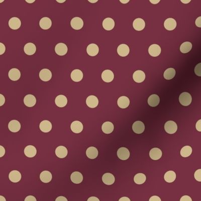 polka dots - dark red and gold