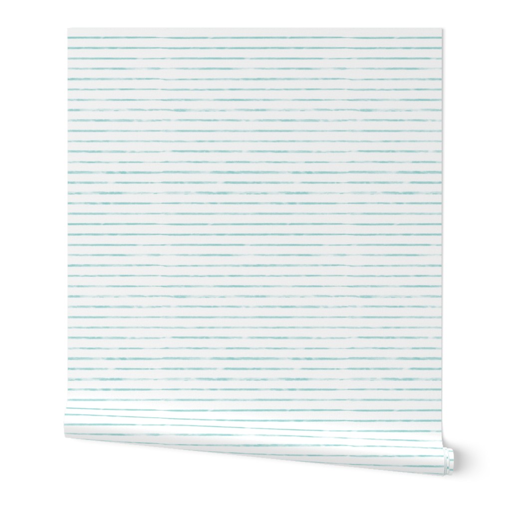 Aqua  / Teal Blue Watercolor Stripe