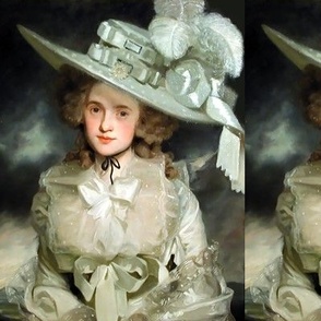 Marie Antoinette inspired silver white gowns baroque victorian bows big hat feathers beautiful lady woman shabby chic tulle shawl vintage shabby chic antique beauty rococo portraits  elegant gothic lolita egl 18th century neoclassical  historical romantic