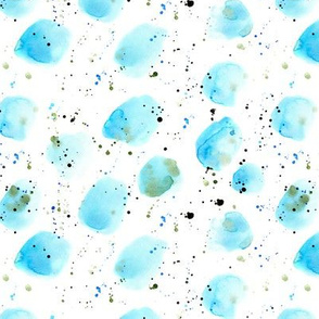 Mint watercolor stains with splatters || abstract paint for nursery, baby 