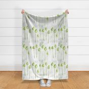 Watercolor Large Poppy Pods  Distress Sage Forrest Green White Leaf Leaves Texture  Large Scale Jumbo Wallpaper _ Miss Chiff Designs