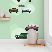 Retro 50s vintage cars Route 66 pastel green