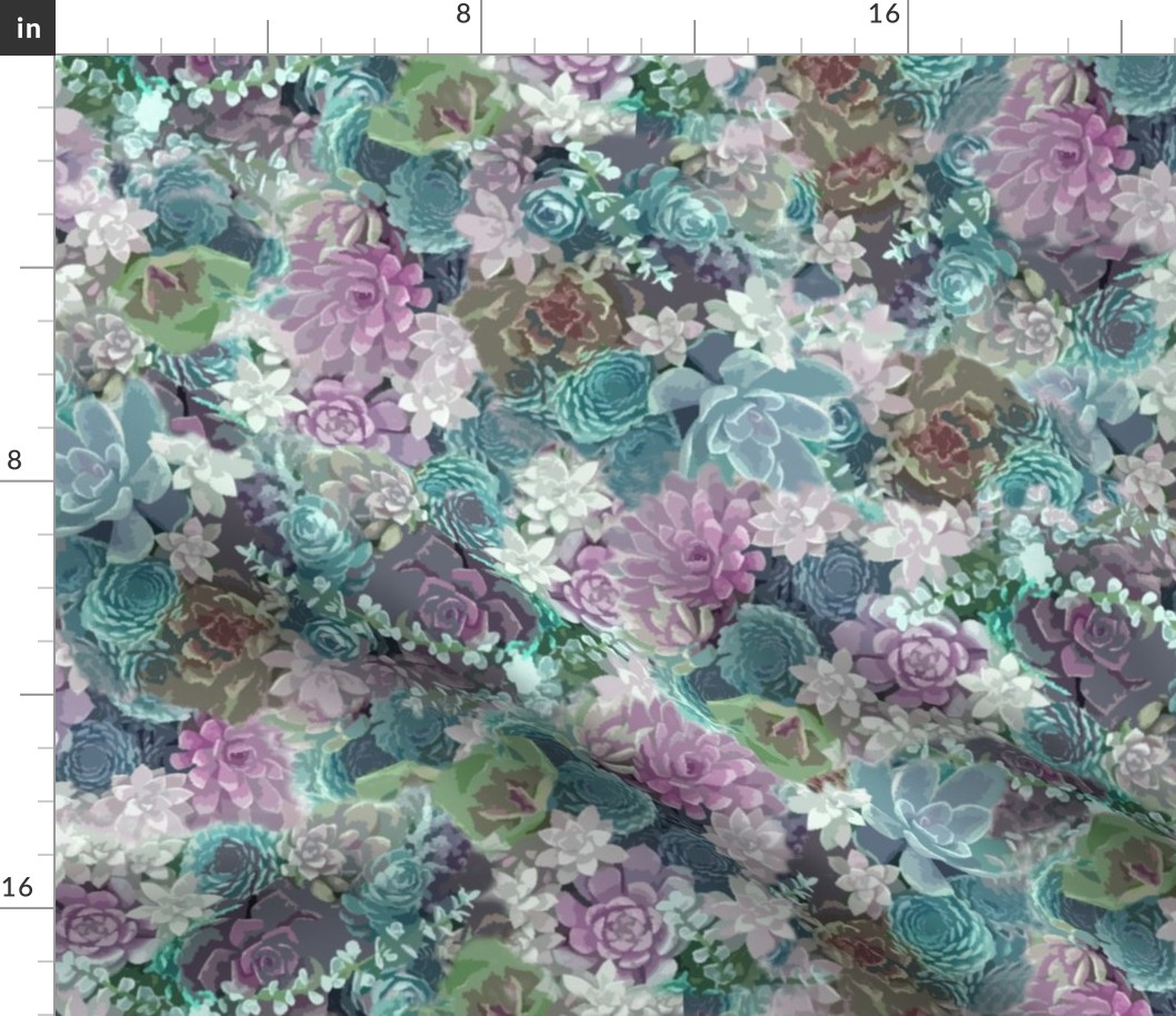 succulents fabric lilac