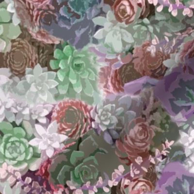 succulents fabric peach