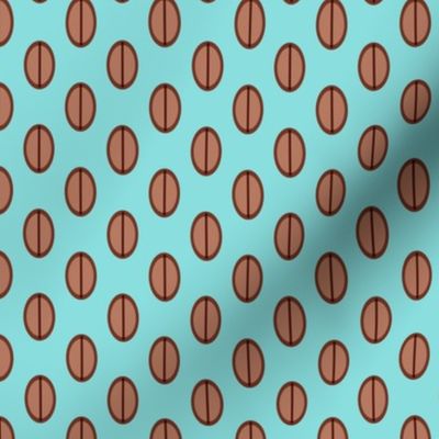 Coffee Beans Pattern in Aqua & Brown