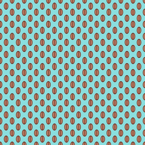 Coffee Beans Pattern in Aqua & Brown