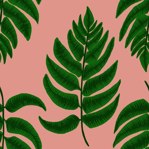 Fern leaf on pink (large)