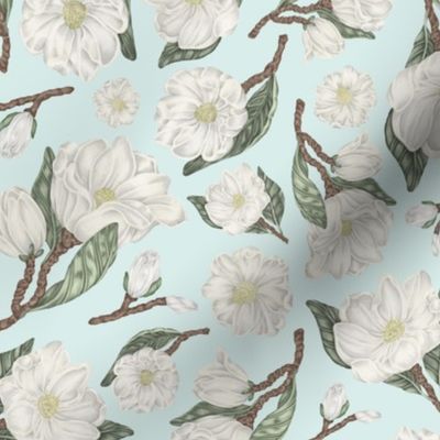 Magnolia in teal - Mississippi State Flower - Louisiana State Flower