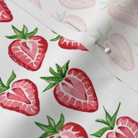 Watercolor Strawberries on White