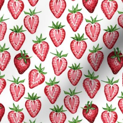 Watercolor Strawberries on White