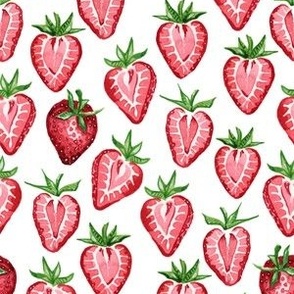 Watercolor Strawberries on White