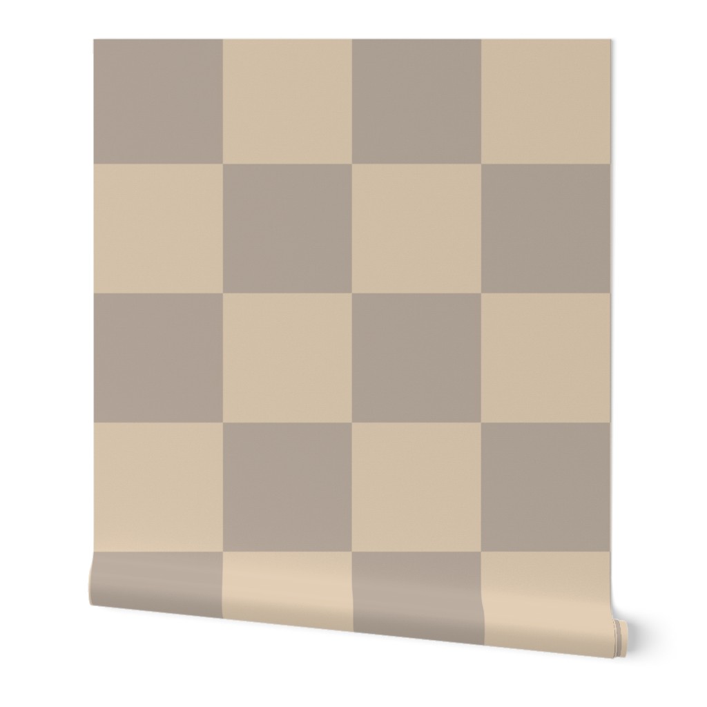 JP9 - Cheater Quilt Checkerboard of Seven Inch Squares in Taupe and Pearl Grey