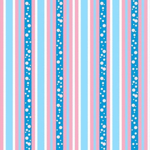 JP11 - Narrow - Bubbling Carbonated Stripes in Pastel Pink and Baby Blue