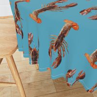 lobsters on blue
