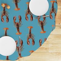 lobsters on blue