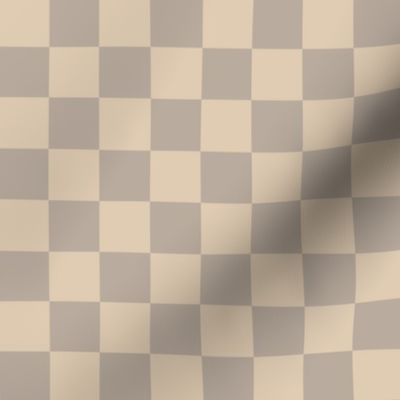 JP9 - Large - Checkerboard of One Inch Squares in Taupe and Ecru
