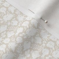 Small Scale "Heavenly" White Floral on Light Tan