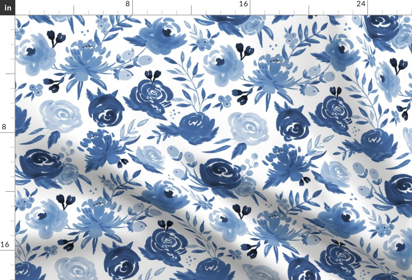 Monochrome Blue Watercolor Floral